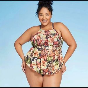 High Neck Mesh Racerback Tankini Top - Kona Sol